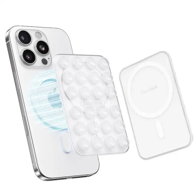 Main image of Magnetic Suction Phone Mount for MagSafe Case, Removable Sticky Phone Grip Holder for Hands-Free Makeup/Selfie/Live Streaming/Vlog for TikTok & Instagram Influencer/Creator, Transparent