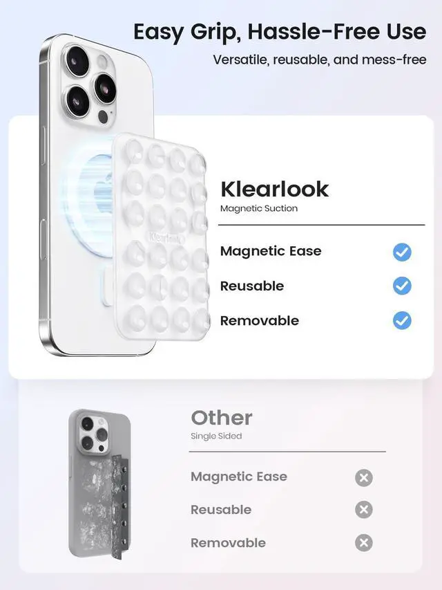Alt view image 3 of 6 - Magnetic Suction Phone Mount for MagSafe Case, Removable Sticky Phone Grip Holder for Hands-Free Makeup/Selfie/Live Streaming/Vlog for TikTok & Instagram Influencer/Creator, Transparent