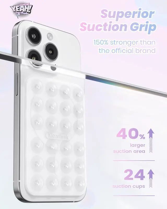 Alt view image 4 of 6 - Magnetic Suction Phone Mount for MagSafe Case, Removable Sticky Phone Grip Holder for Hands-Free Makeup/Selfie/Live Streaming/Vlog for TikTok & Instagram Influencer/Creator, Transparent