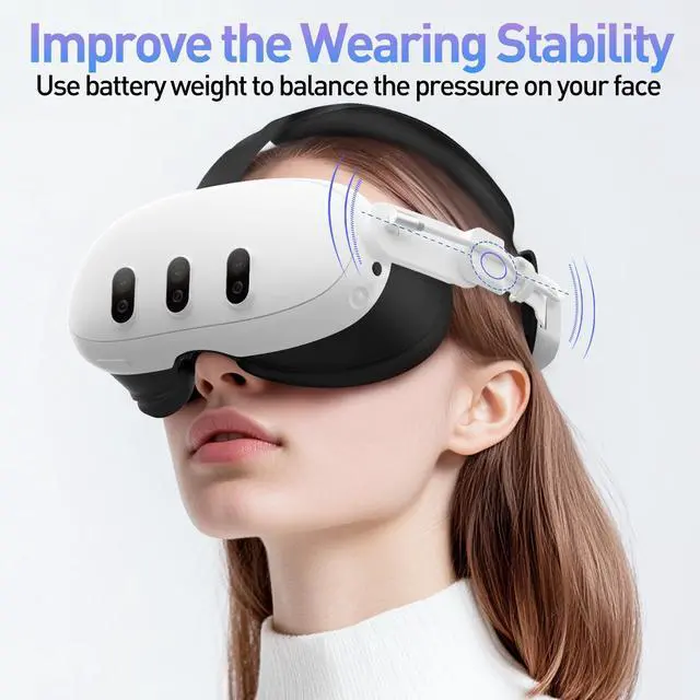 Alt view image 5 of 7 - Head Strap with Battery for Meta/Oculus Quest 3/3S, 10000mAh Battery Pack for Extended 4-6 Hrs of Playtime, Fast Charging VR Power, Soft & Skin-Friendly PU Surface Enhanced Support and Balance in VR