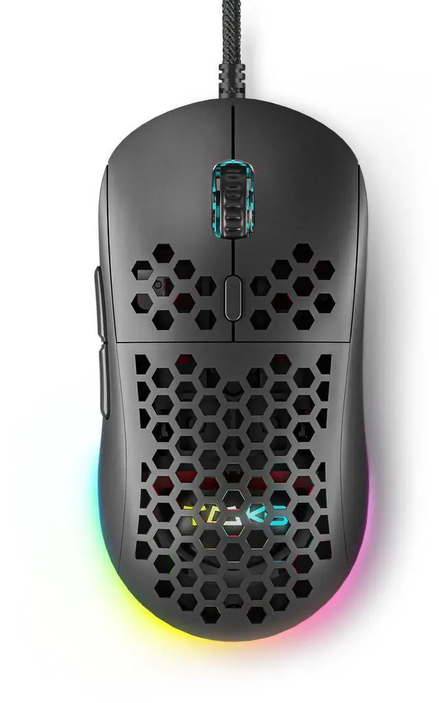 Main image of M1SE Wired Gaming Mouse with Honeycomb Shell, 12800DPI Optical Sensor, 6 Programmable Macros, Software Support for Custom Key Config, and RGB Settings for Windows 7/8/10/XP, Vista, Linux-Black