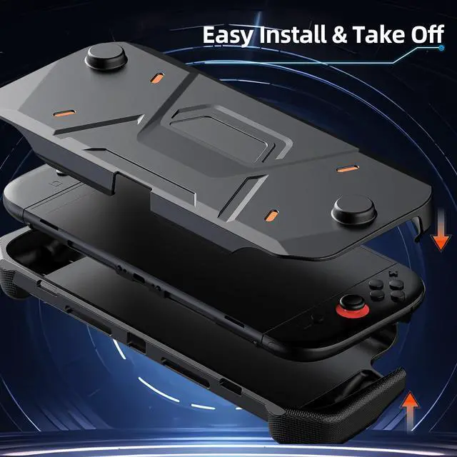 Alt view image 3 of 7 - Protective Case for Nintendo Switch 2 (2025), TPU Middle Frame & PC Front Protector 360° Protection, Non-Slip Ergonomic Grip, Shockproof & Anti-Scratch Shell Cover, Black