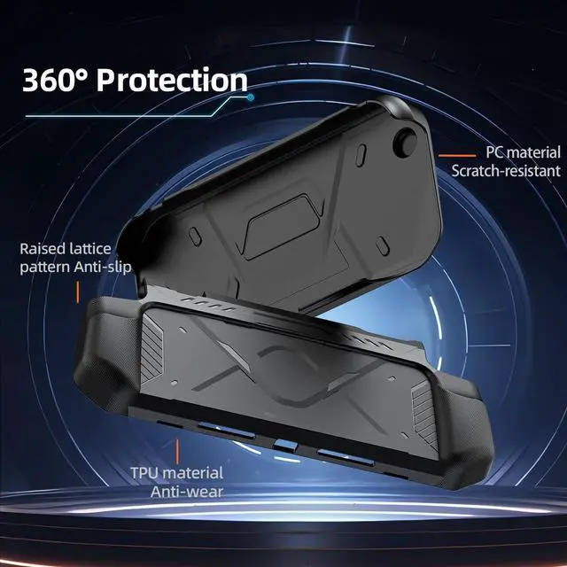 Alt view image 6 of 7 - Protective Case for Nintendo Switch 2 (2025), TPU Middle Frame & PC Front Protector 360° Protection, Non-Slip Ergonomic Grip, Shockproof & Anti-Scratch Shell Cover, Black