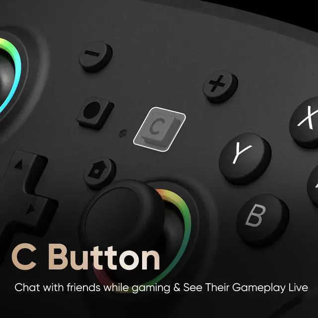 Alt view image 2 of 7 - Wired Pro Controller for Switch 2, C Button, 9-Axis, Hall Effect Joysticks Gamepad, Marco/Programmable, Back Button, Dual Vibration, 3.5mm Audio Jack