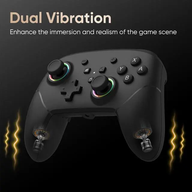 Alt view image 6 of 7 - Wired Pro Controller for Switch 2, C Button, 9-Axis, Hall Effect Joysticks Gamepad, Marco/Programmable, Back Button, Dual Vibration, 3.5mm Audio Jack