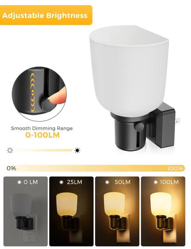 Alt view image 4 of 7 - LED Night Lights Plug into Wall, Vintage Plug in Night Light, Dusk to Dawn Sensor,3000K Soft White, Dimmable 0-100LM, Rustic Farmhouse Nightlight for Bedroom,Bathroom,Stairs,Hallway