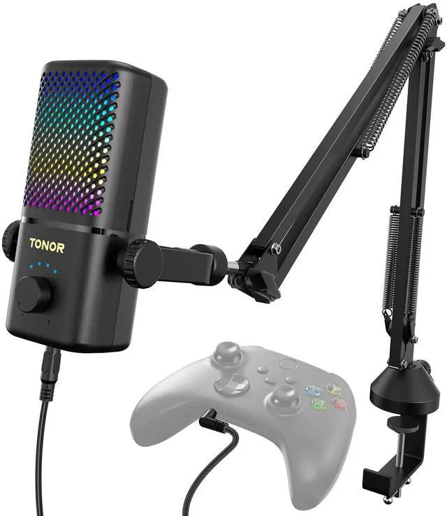 Main image of Gaming Mic Compatible with Xbox, RGB Streaming Boom Mic with 30H Battery Life, Low Noise, Monitoring, Gain Control, One Tap Mute, Fast Charging, Compatible with Capture Card TCX3+ Black