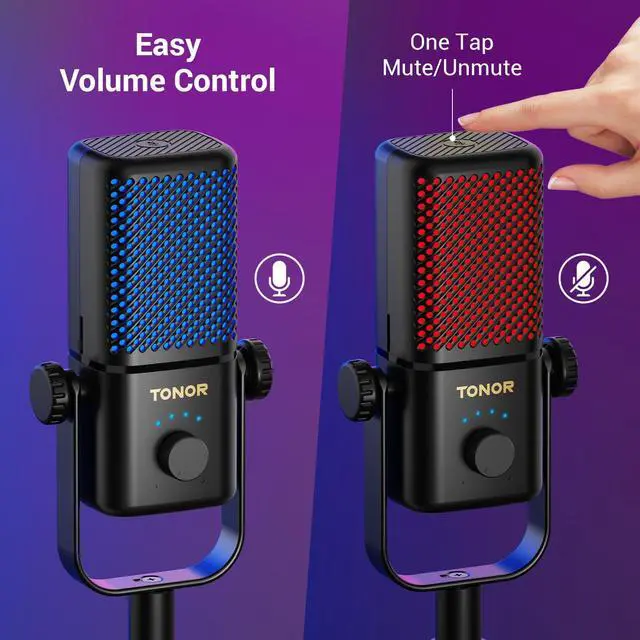 Alt view image 6 of 7 - Gaming Mic Compatible with Xbox, RGB Streaming Boom Mic with 30H Battery Life, Low Noise, Monitoring, Gain Control, One Tap Mute, Fast Charging, Compatible with Capture Card TCX3+ Black