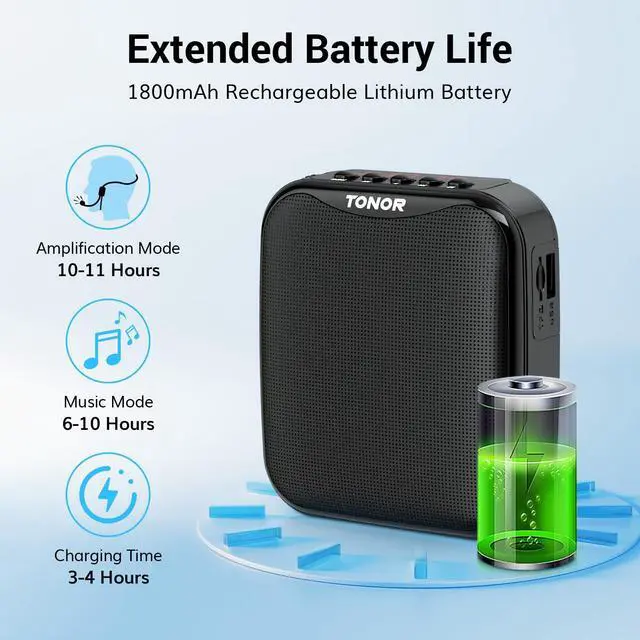 Alt view image 3 of 7 - Voice Amplifier for Teachers, 15W Bluetooth Voice Amplifier with Wireless Headset Mic, Portable Megaphone Speaker Rechargeable PA System 82ft for Teaching, Speaking, Fitness Instructors K11