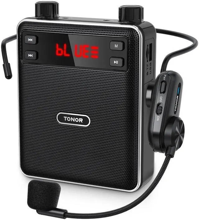 Main image of Voice Amplifier Wireless Microphone 25W, Portable Voice Amplifier for Teachers with Bluetooth Headset Mic, Portable Speaker Megaphone 25 m/82ft for Classroom, Training, Teaching, Yoga, K12