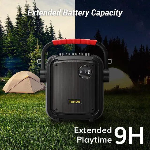 Alt view image 7 of 7 - Portable Karaoke Machine with 2 Microphones, Karaoke Machine for Adults with 5400mAh Battery, Bluetooth 5.0 Karaoke Speaker Set Supports BT/TF/USB/AUX, Rechargeable PA System with TWS/FM/REC K7