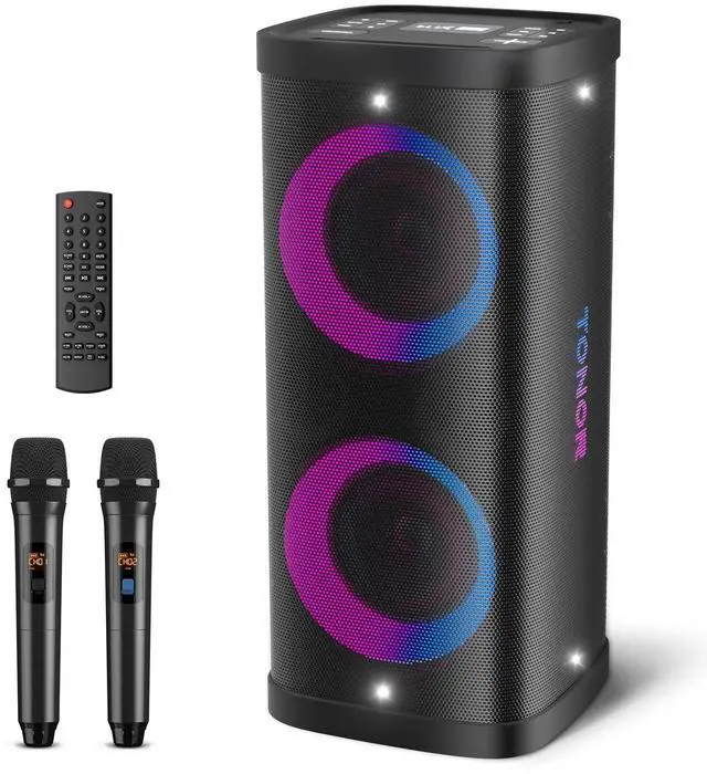 Main image of Karaoke Machine for Adults with 2 UHF Wireless Microphones Microfono, Bluetooth Portable PA Speaker System with Disco Lights Rechargeable Battery, Ideal for Home Karaoke Party Outdoor Events K61