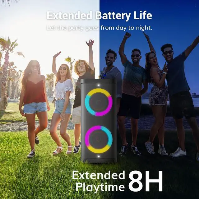 Alt view image 6 of 7 - Karaoke Machine for Adults with 2 UHF Wireless Microphones Microfono, Bluetooth Portable PA Speaker System with Disco Lights Rechargeable Battery, Ideal for Home Karaoke Party Outdoor Events K61