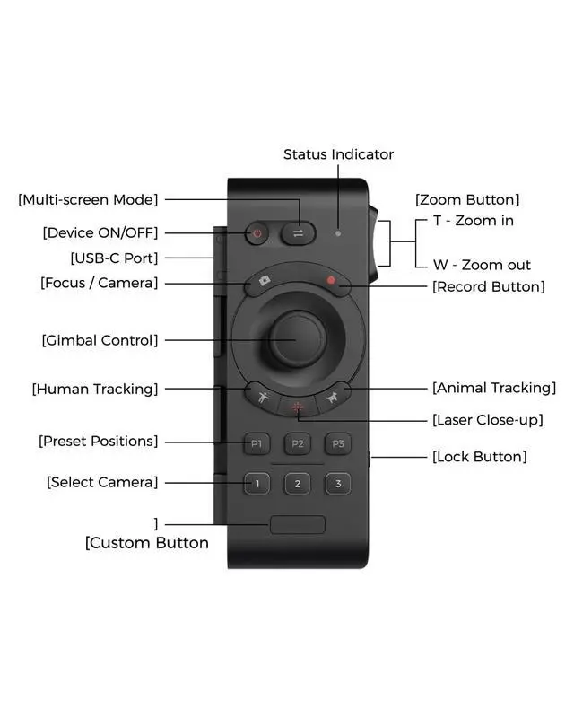 Alt view image 2 of 7 - Tail Series Smart Remote Controller, PTZ Control via Gimbal Button or Wrist Movements, Bluetooth Wirelessly Connect up to 3 Tail 2/Air and Control Over Tail Air/Tail 2 Various Features.
