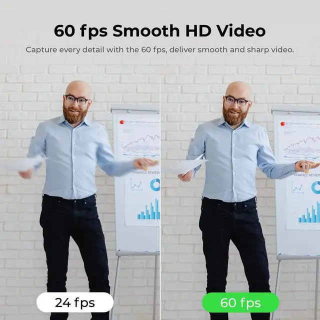 Alt view image 2 of 7 - Meet 1080P 60FPS Webcam, Full HD Auto-Focus & AI-Powered Framing Computer Camera, Background Replacement, HDR, Adjustable FOV, Webcam for Conferencing, Video Calling, Live Sreaming, PC, Laptop