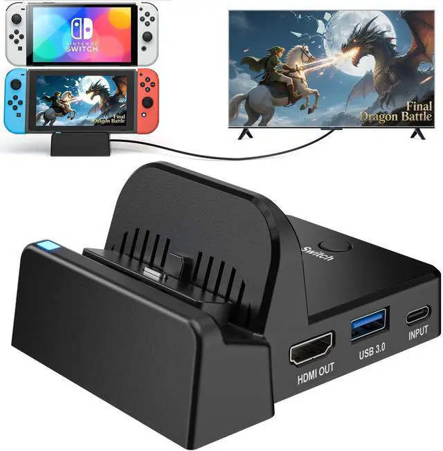 Main image of TV Docking Station for Nintendo Switch/OLEDPortable Charging TV Dock Station with 4K HDMI Adapter/Type C Data Port/USB 3.0 PortReplacement for Official Nintendo Switch Dock