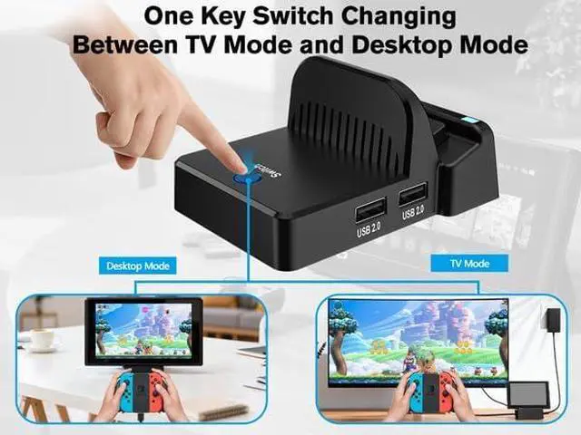 Alt view image 3 of 7 - TV Docking Station for Nintendo Switch/OLEDPortable Charging TV Dock Station with 4K HDMI Adapter/Type C Data Port/USB 3.0 PortReplacement for Official Nintendo Switch Dock