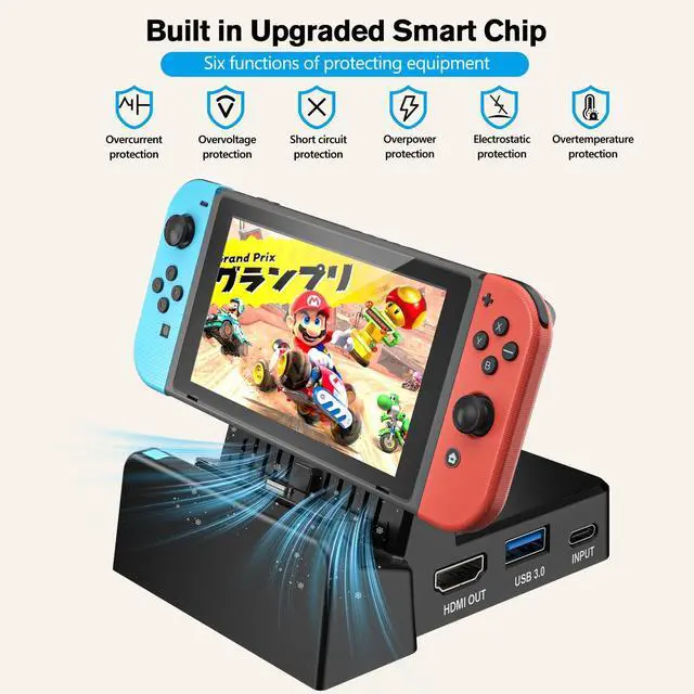 Alt view image 6 of 7 - TV Docking Station for Nintendo Switch/OLEDPortable Charging TV Dock Station with 4K HDMI Adapter/Type C Data Port/USB 3.0 PortReplacement for Official Nintendo Switch Dock