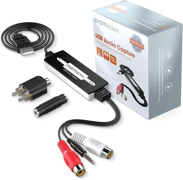 Main image of USB Audio Capture Card Grabber for Vinyl Cassette Tapes to Digital MP3 Converter, Support Mac & Windows 10/8.1/8 / 7 / Vista/XP