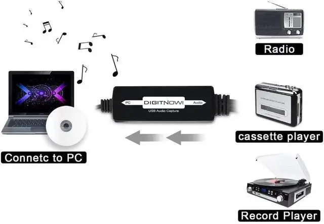 Alt view image 2 of 7 - USB 2.0 Audio Capture Card for Vinyl Records, Audio Grabber for Cassette Tapes to Digital MP3 Converter with Stereo RCA/3.5mm Music Interface, Support Mac & Windows 7/8/10/11/XP/Vista