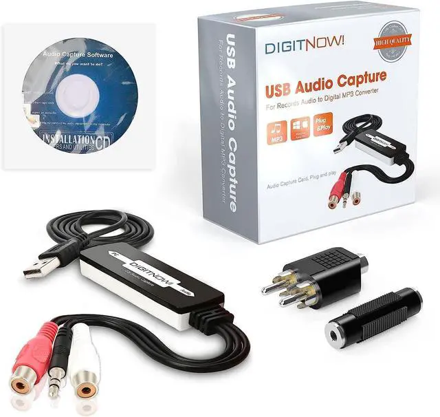 Main image of USB 2.0 Audio Capture Card for Vinyl Records, Audio Grabber for Cassette Tapes to Digital MP3 Converter with Stereo RCA/3.5mm Music Interface, Support Mac & Windows 7/8/10/11/XP/Vista