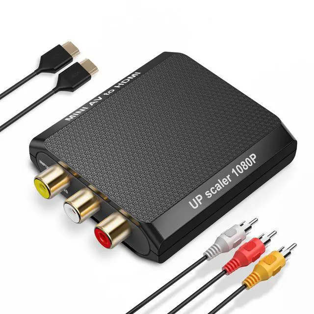 Main image of RCA to HDMI Converter, 1080P AV to HDMI Converter, Mini Composite CVBS Analog Audio Video Adapter Connector with Cable for VCR/VHS/Xbox/PS3/STB/N64/Wii/TV/PC