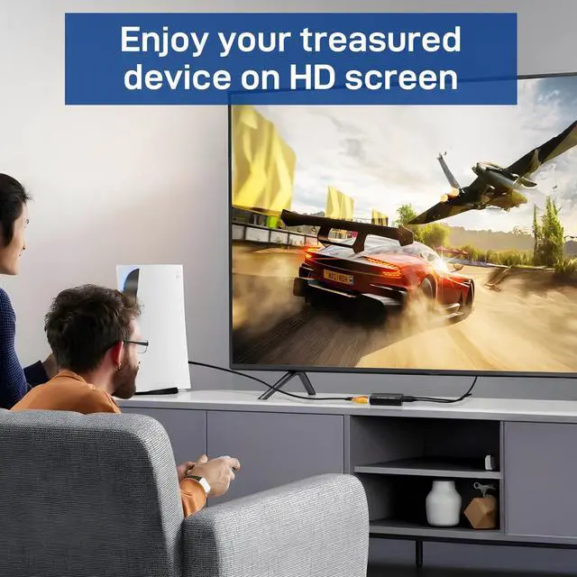 Alt view image 6 of 7 - RCA to HDMI Converter, 1080P AV to HDMI Converter, Mini Composite CVBS Analog Audio Video Adapter Connector with Cable for VCR/VHS/Xbox/PS3/STB/N64/Wii/TV/PC