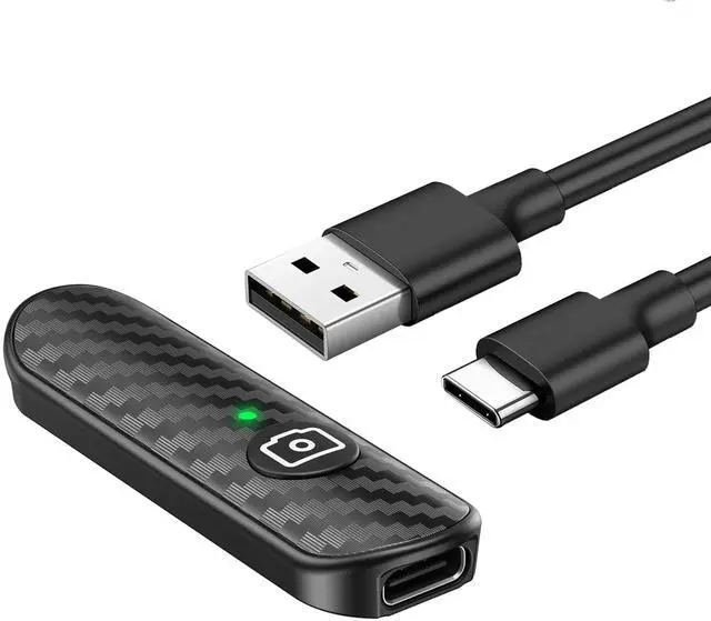 Main image of Bluetooth Remote Shutter, Carbon Fiber Design, Rechargeable Camera Remote Control for iOS & Android Smartphones, Compact and Portable, with Type-C Charging, 10m Remote Range, Bluetooth 5.0