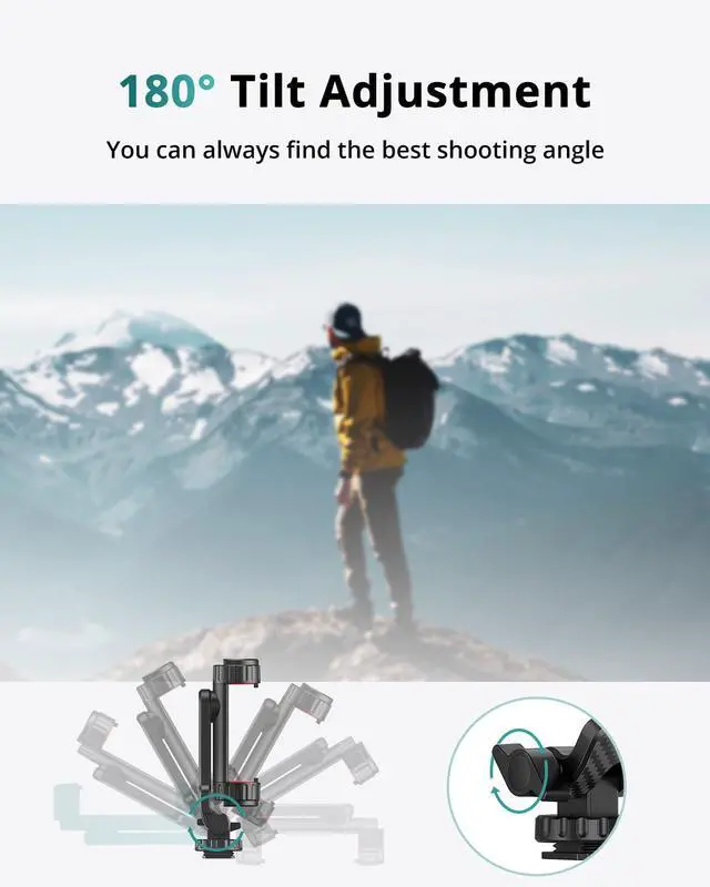 Alt view image 3 of 7 - Phone Tripod Mount, Universal Smartphone Mount Adapter with 2 Cold Shoe and 1/4" Standard Screw, 360° Rotates and 180° Tilts Adjustable Cell Phone Clamp Holder for Perfect Mobile Photography