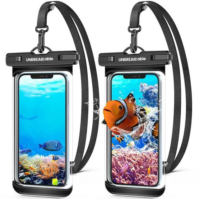Main image of Waterproof Phone Pouch-2 Pack IPX8 Waterproof Phone Case for iPhone 16 15 14 13 12 11 Pro Max & Samsung S25 S24 S23-Dry Bag & Travel Essentials for Beach, Pool, Kayak & Cruise-7" Black