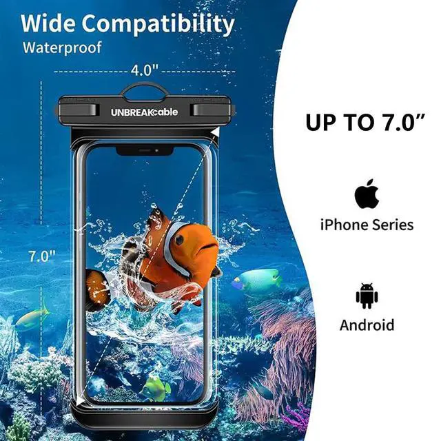 Alt view image 5 of 7 - Waterproof Phone Pouch-2 Pack IPX8 Waterproof Phone Case for iPhone 16 15 14 13 12 11 Pro Max & Samsung S25 S24 S23-Dry Bag & Travel Essentials for Beach, Pool, Kayak & Cruise-7" Black