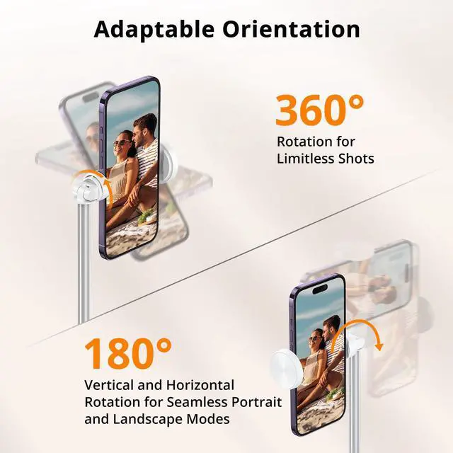 Alt view image 5 of 7 - 62" Selfie Stick Tripod, Extendable Aluminum Tripod with Rechargeable Bluetooth Remote, Compatible with iPhone and Android Smartphones, Perfect for Travel, Vlog, Video and Photo, White