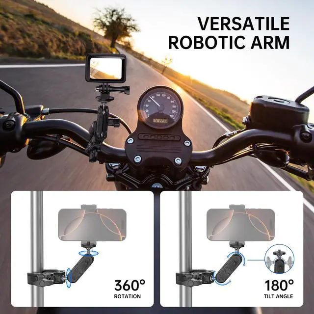 Alt view image 3 of 7 - Super Camera Clamp Mount with 1/4" and 3/8" Threads, Dual Ballhead Magic Arm 360° Ball Head Grip, Phone/Action Camera Mount Adapter for Canon Nikon DSLR Camera, GoPro/Insta360/INSTAX/DJI