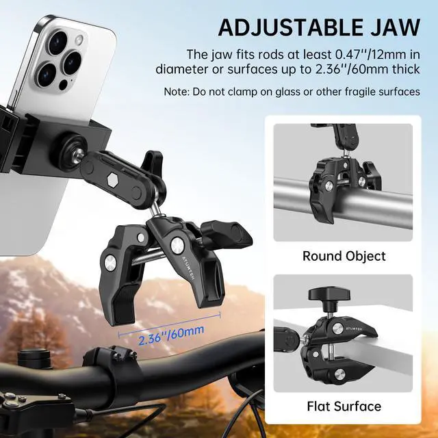 Alt view image 4 of 7 - Super Camera Clamp Mount with 1/4" and 3/8" Threads, Dual Ballhead Magic Arm 360° Ball Head Grip, Phone/Action Camera Mount Adapter for Canon Nikon DSLR Camera, GoPro/Insta360/INSTAX/DJI