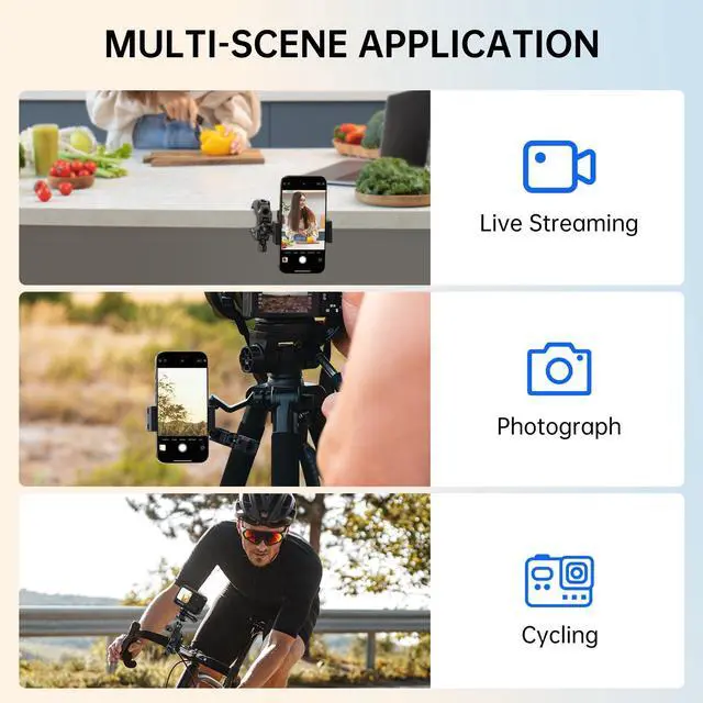 Alt view image 5 of 7 - Super Camera Clamp Mount with 1/4" and 3/8" Threads, Dual Ballhead Magic Arm 360° Ball Head Grip, Phone/Action Camera Mount Adapter for Canon Nikon DSLR Camera, GoPro/Insta360/INSTAX/DJI
