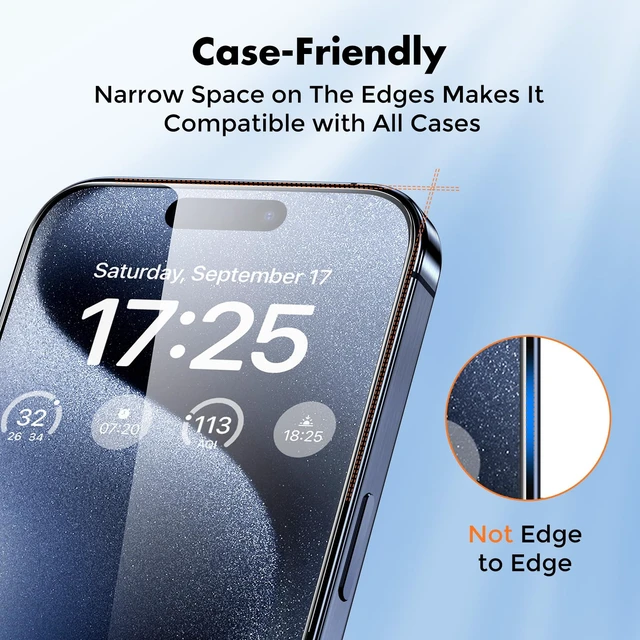 Alt view image 3 of 7 - 3-Pack Screen Protector for iPhone 15 Pro Max Tempered Glass | Shatterproof, Easy Install, 9H Hardness, 99.99% HD Clear, Bubble-Free, Anti-Fingerprint, Scratch Resistant, Case Friendly