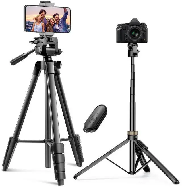 Main image of 72" Phone Tripod Bundle with Camera Tripod, Extendable Tripod for iPhone & Selfie Stick with Detachable Phone Holder & Wireless Remote, iPhone Tripod Compatible with All Cell Phones, Camera