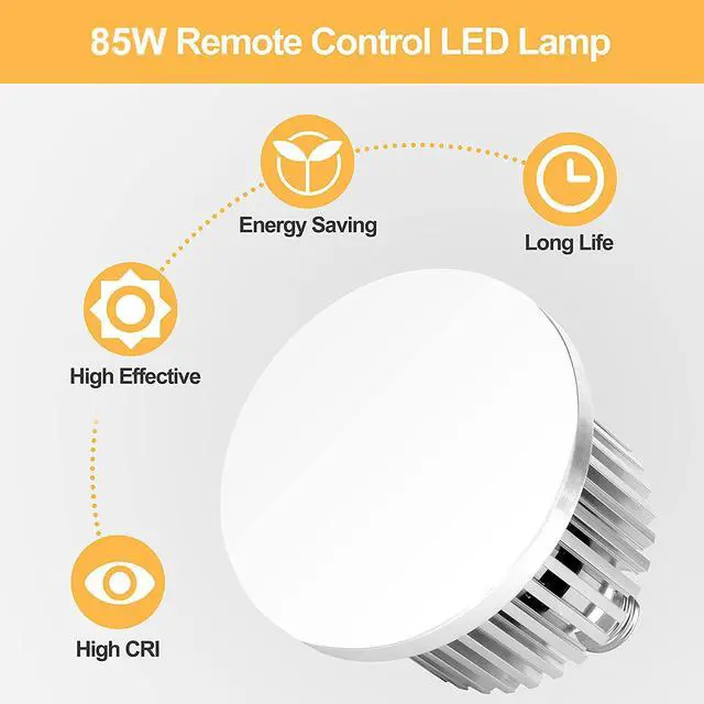 Alt view image 6 of 7 - 2 Pack 85W E27 LED Light Bulb for Umbrella/Softbox Lighting Kit, Dimmable Color Temperature 3000K-5500K Remote Control Lamps for Photography Photo Video Studio, Portrait Shooting