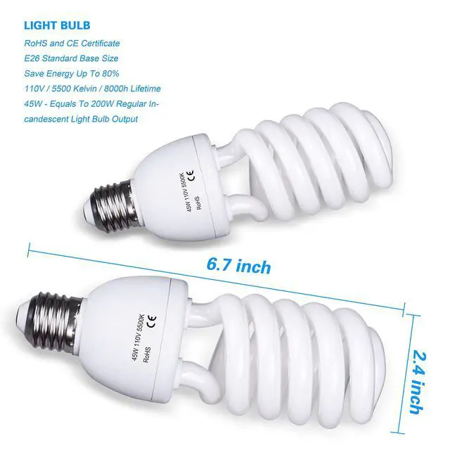 Alt view image 5 of 7 - Photography Umbrella Lighting Kit, 400W 5500K Photo Portrait Continuous Reflector Lights for Camera Video Studio Shooting Daylight (2 Packs)