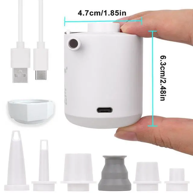 Alt view image 7 of 7 - Mini Air Portable Camping Light Tiny Inflator/Deflator Pump with 1600mAh Battery USB Rechargeable for Pool Floats Air Bed Air Mattress Swimming Ring Vacuum Storage Bags