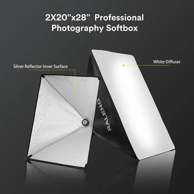 Alt view image 3 of 7 - Softbox Lighting Kit, 20X28-Inch Softbox Photography Lighting with LED Bulbs(50W | 5500K | TLCI97), Streaming Lighting for Video Rcording Photoes Portraits YouTube | Model: PS40