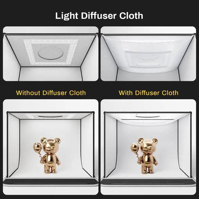 Alt view image 4 of 7 - 16"x12" Photo Light Box Photography, 24W Foldable Photo Studio Light Box, Dimmable Shooting Tent Kit with CRI>95 & 6 Backdrops for Toys Jewelry Watches Cosmetics