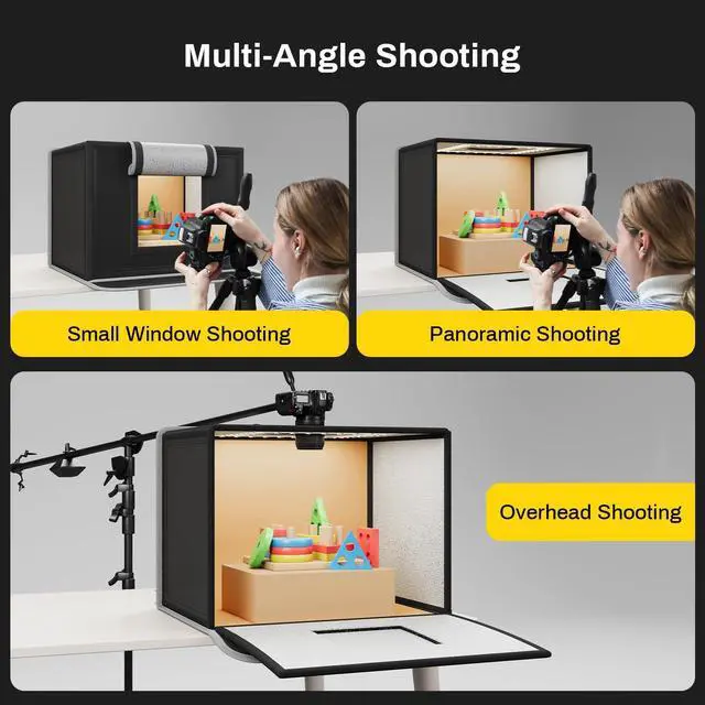 Alt view image 5 of 7 - 16"x12" Photo Light Box Photography, 24W Foldable Photo Studio Light Box, Dimmable Shooting Tent Kit with CRI>95 & 6 Backdrops for Toys Jewelry Watches Cosmetics