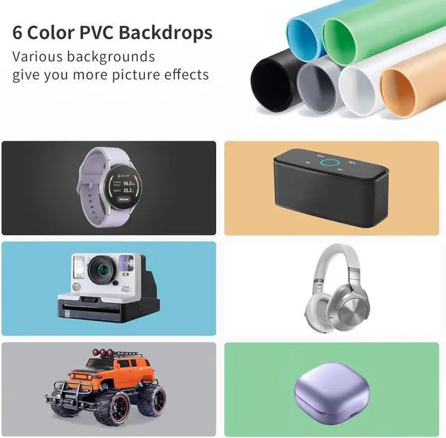 Alt view image 7 of 7 - 16"x12" Photo Light Box Photography, 24W Foldable Photo Studio Light Box, Dimmable Shooting Tent Kit with CRI>95 & 6 Backdrops for Toys Jewelry Watches Cosmetics