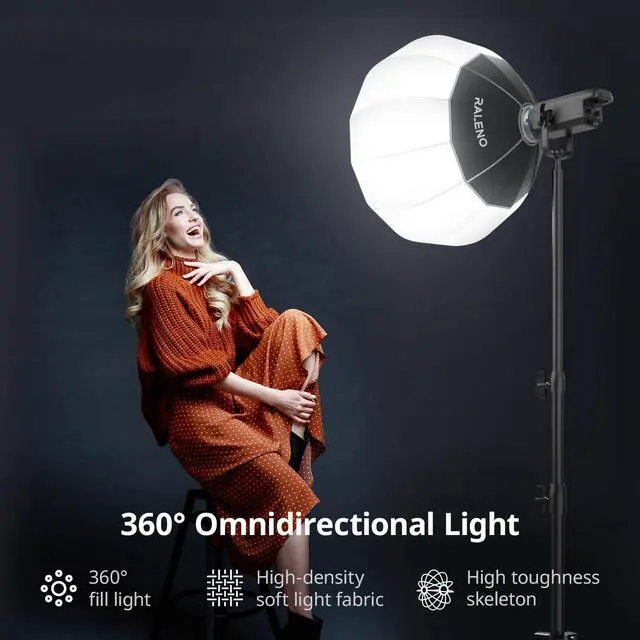 Alt view image 2 of 7 - 26"/65CM Lantern Softbox, Quick Release Soft Light Diffuser with 360° Light Effect, Bowens Mount Softbox for RALENO PLV-C80 Continuous LED Video Lights for Aputure for Neewer for SMALLRIG