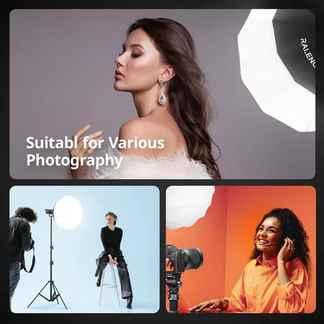 Alt view image 6 of 7 - 26"/65CM Lantern Softbox, Quick Release Soft Light Diffuser with 360° Light Effect, Bowens Mount Softbox for RALENO PLV-C80 Continuous LED Video Lights for Aputure for Neewer for SMALLRIG