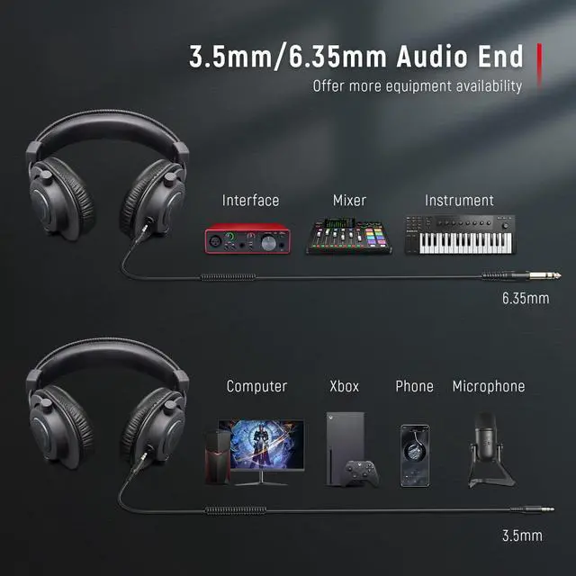 Alt view image 7 of 7 - Gaming USB Microphone with Studio Monitor Headphones Set, USB Streaming Mic with RGB, Noise Cancellation for PS4/PS5, Podcast Streaming Headset Kit with 3.5mm or 6.35mm Jack on PC/Mixer(AM6+H8)