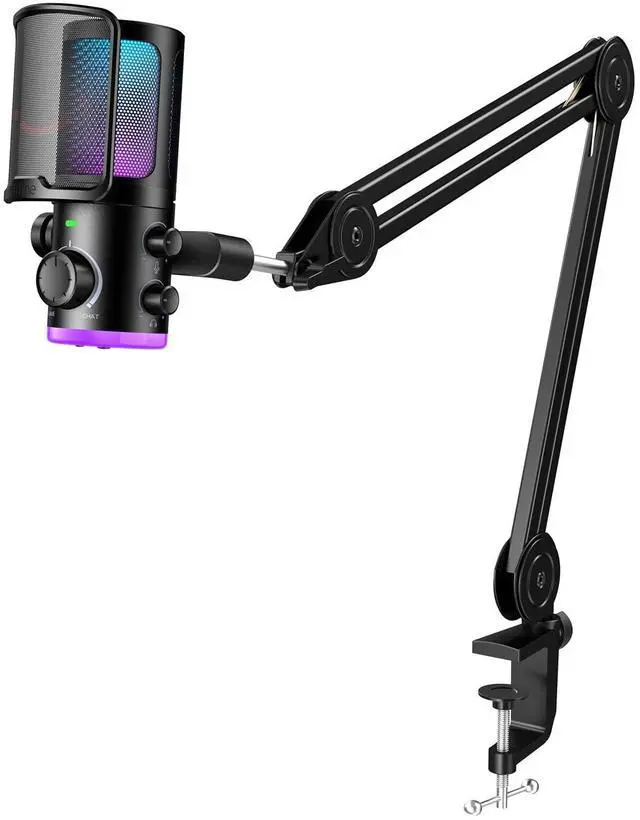 Main image of Gaming PC Microphone Bundle with Arm Stand, USB Streaming Microphone with RGB, Noise Cancellation for Game Chat, Suspension Scissor Adjustable Boom Arm Set for Recording Podcasting(AM6+BM63)