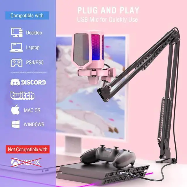 Alt view image 2 of 7 - Gaming USB Microphone Kit and PC Over-Ear Wired Headset,Streaming Recording Computer RGB Mic Set for Podcasting,YouTube,7.1 Surround Sound Headset,Control Box,for PS4/PS5/Xbox/Switch(A6TP+H9P)