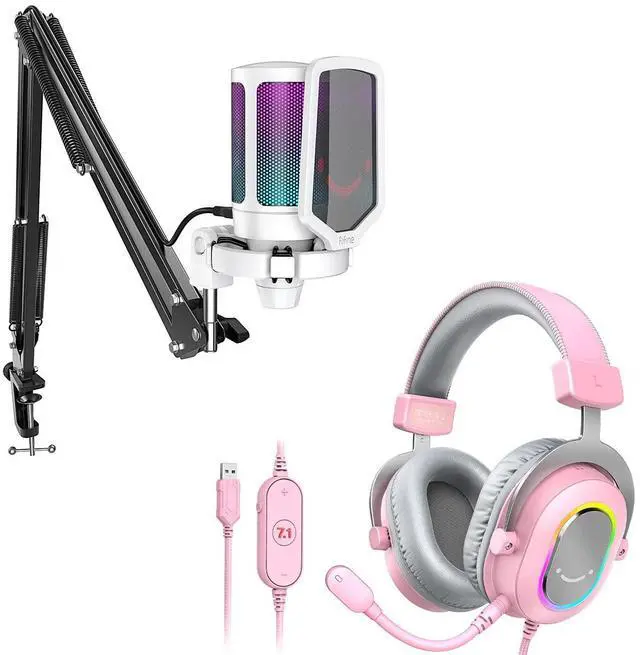 Main image of Streaming Gaming USB Microphone Kit and PC Gaming Headset with 7.1 Surround Sound,Condenser RGB Mic,Plug and Play,Computer RGB Over-Ear Headphones for PS4/PS5,for Streaming/Game Voice(A6TW+H6P)